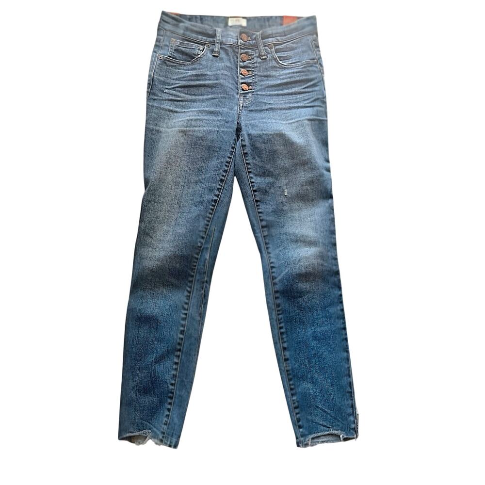 Madewell High-Rise Skinny Jeans Women’s 27 Medium Wash Denim Button Fly Raw Hem